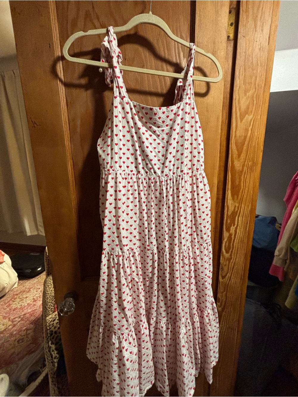 Sister Jane White Sundress with Red Heart Print